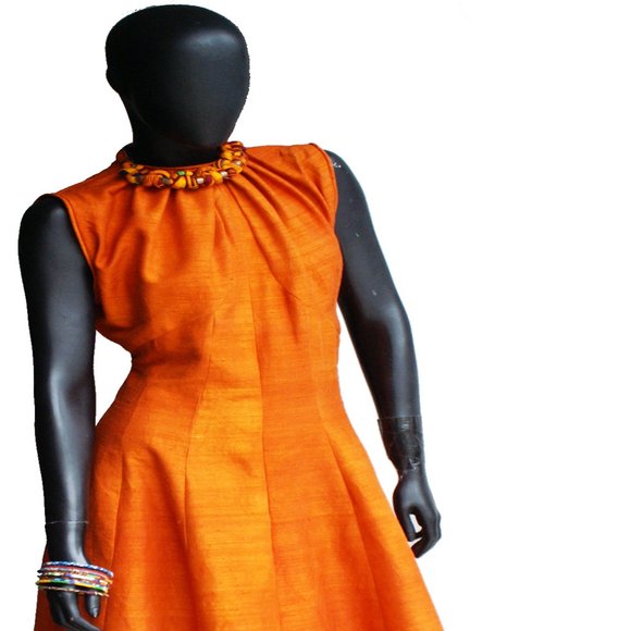 Burnt Orange  Two-piece Dress & Capelet Brandon Maxwell -inspired combo. Size M - Picture 2 of 10